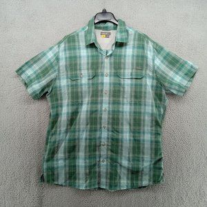 Eddie‎ Bauer Shirt Mens XL Tall Green Plaid Proformance Outdoors Gorpcore Hiking